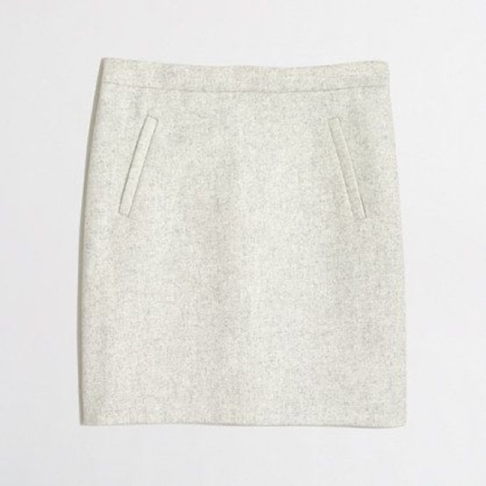 NWT J. Crew Zip Pocket Wool Mini Skirt Heather Dove Grey size 00